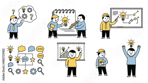 Creative Business People Brainstorming and Developing Ideas.