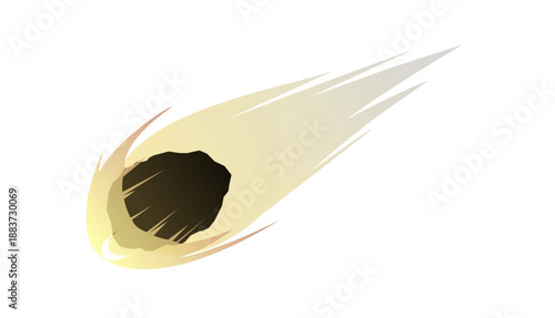 Illustration of meteor or comet isolated on white background