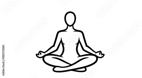 Simple line drawing of a person meditating in a lotus position.