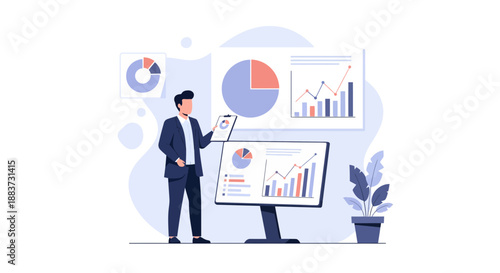 Dynamic business growth charts for presentations and modern marketing reports, showing positive trends and financial success with confident professional analyst