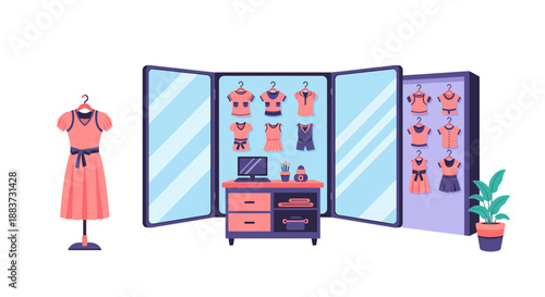 Charming boutique closet featuring stylish dresses and outfits ready for retail or personal style inspiration, perfect for fashion blogs and lifestyle design