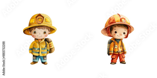 fireman watercolor vector illustration