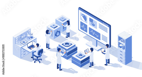 Scientists working in a modern laboratory conducting research and experiments.