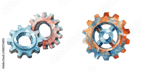 gear watercolor vector illustration