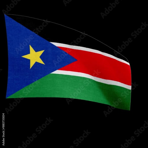 South Sudan National Flag Close-Up Realistic Waving Video National Flag Animation