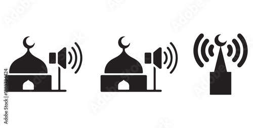 Islamic religion symbols icon set muslim culture signs ramadan kareem silhouette collection