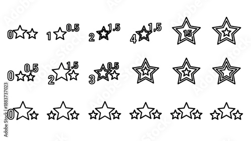 Black star shapes and ratings icons.