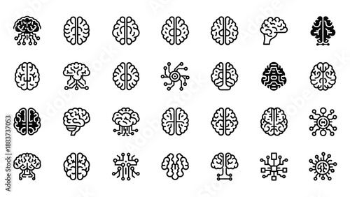 Brain Illustrations in Various Styles.