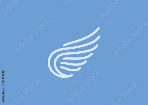 Simple line wing logo symbolizing freedom, speed, and visionary concepts.