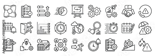 Action Plan icon collection. Containing design strategy, plan, business, success, management	