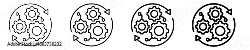 Business Process Automation    Icon Set Different Style Collection
