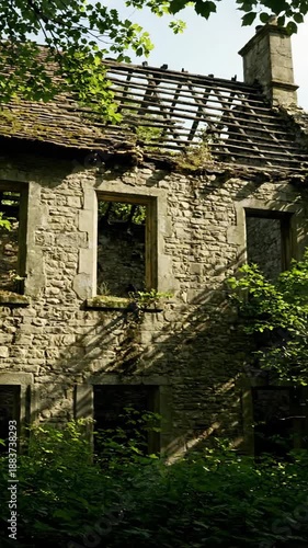 Wallpaper Mural Stone ruin with weathered facade and foliage Torontodigital.ca