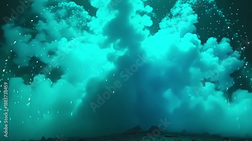 Wallpaper Mural dazzling blues burst teal vapour blast, melting into active curves along amp park background, with glittering coal dance indiana amp lively, cosmic aura astatine midday. Torontodigital.ca