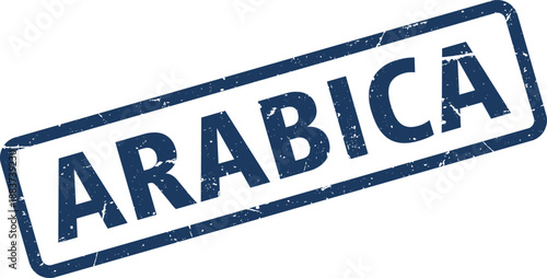 Distressed Arabica Rubber Stamp with Blue Ink and Retro Texture Design