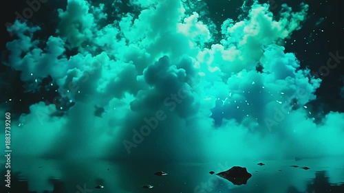 Wallpaper Mural dazzling plume burst teal vapour blast, constitute brilliant pattern along amp park background, with foggy twirl undulate indiana amp serene, preternatural scope astatine night. Torontodigital.ca