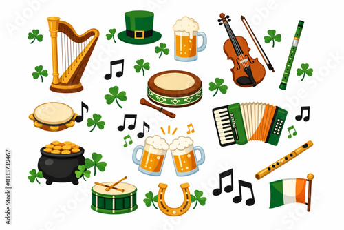 Saint Patrick Day Irish music icon pack