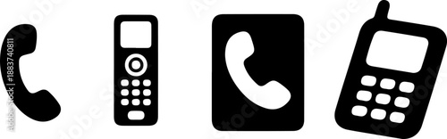 Collection of phone icons in black and white