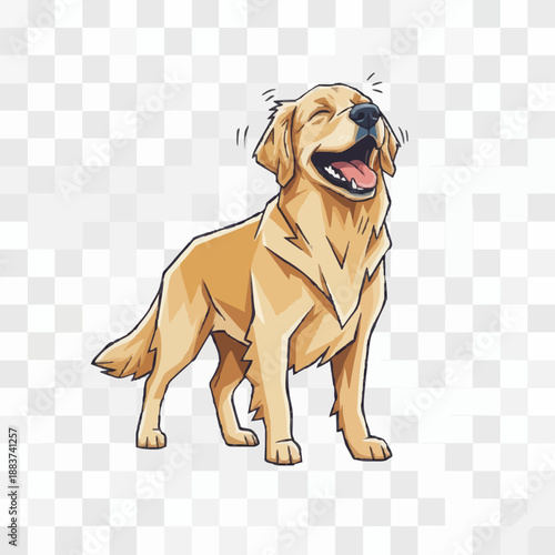 illustration of a dog sitting and laugh