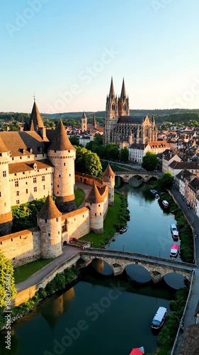 Wallpaper Mural Scenic aerial view of a castle and city in Europe Torontodigital.ca
