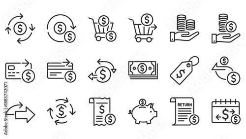 Business finance money icons set.