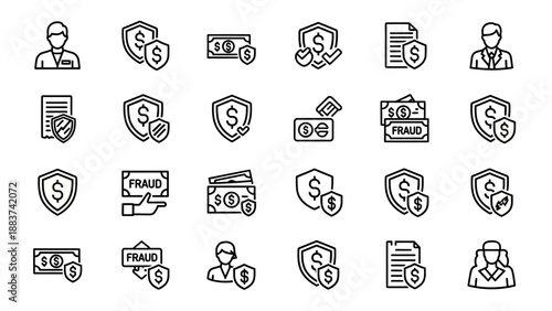 Business finance security icons set.
