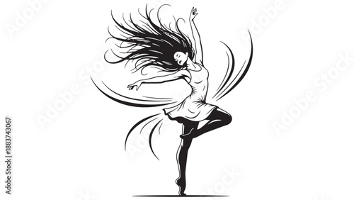 Modern Dance Pose Silhouette Icon Representing Contemporary Movement Creative Energy and Professional Performance Vector Illustration