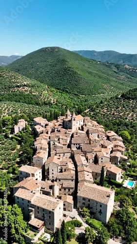 Wallpaper Mural Scenic aerial view of a village nested in hills Torontodigital.ca