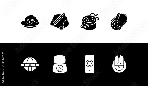 Set of simple line icons for pirate and treasure