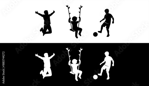 Silhouettes of people playing and enjoying life