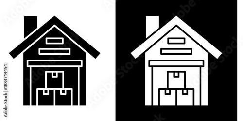 Warehouse Icon Set White Glyph Style Collection