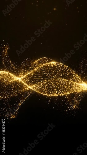 Wallpaper Mural Golden sparkling particle wave on black abstract background Torontodigital.ca