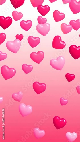 Wallpaper Mural Falling hearts on pink gradient Torontodigital.ca