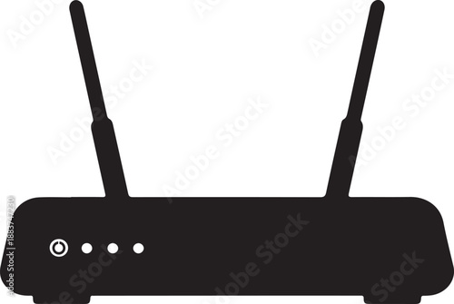 Internet router with antennas in silhouette vector illustration on a transparent background for network communication and connectivity