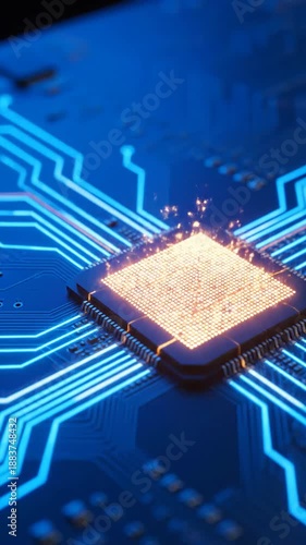 Wallpaper Mural Illuminated computer circuit board microchip Torontodigital.ca