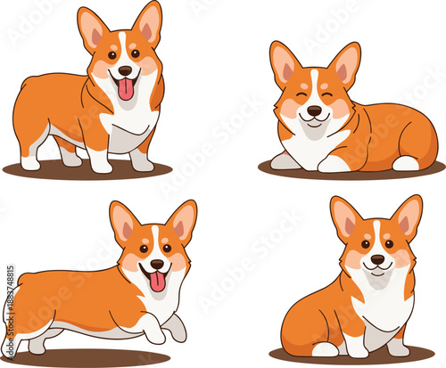 Corgi dog cartoon illustration, cute pet vector, playful puppy graphic, animal character art, domestic dog icon, friendly pet design