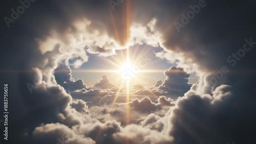 Sunlight breaking through stormy clouds