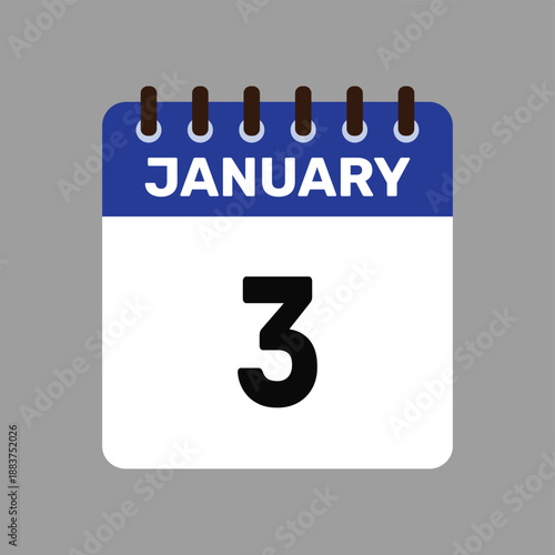 calendar january 3 icon vector reminder for important deadlines and special events this autumn season