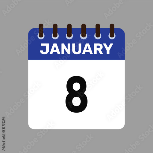 calendar january 8 icon vector reminder for important deadlines and special events this autumn season