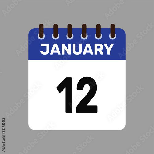 calendar january 12 icon vector reminder for important deadlines and special events this autumn season