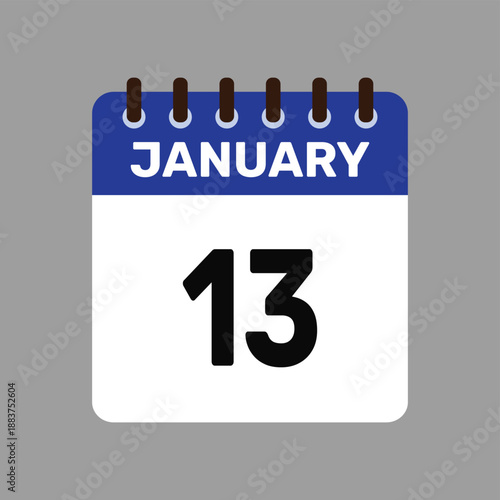 calendar january 13 icon vector reminder for important deadlines and special events this autumn season