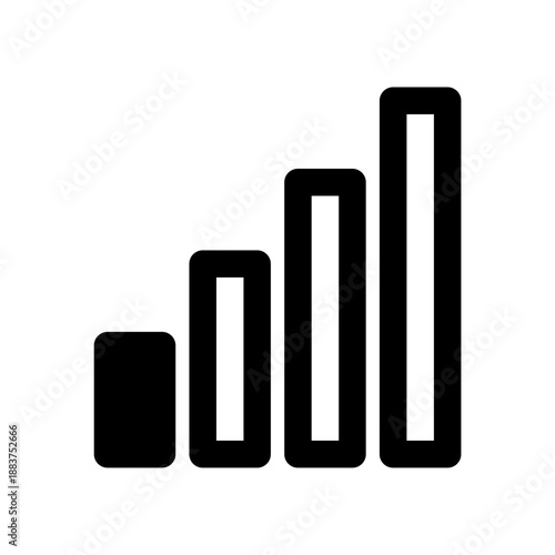 Common cell signal strength icon for mobile phones. Suitable for technologyrelated design projects, presentations, and digital content needing signal strength visuals.