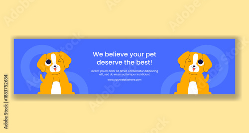 Twitter Ad Pets Care Services With Flat Cartoon Hand Drawn Templates Illustration