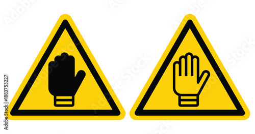 Warning Symbols for Stop and Caution Signals in Safety Precautions
