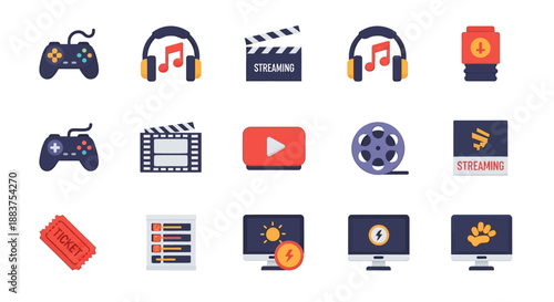 Multimedia and Entertainment Icons.