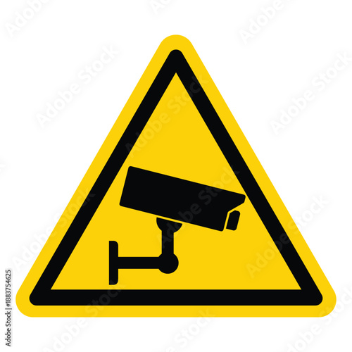 Caution Sign Featuring Security Camera for Surveillance and Protection Needs