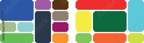 Illustration of colorful mosaic art piece with various shapes and hues