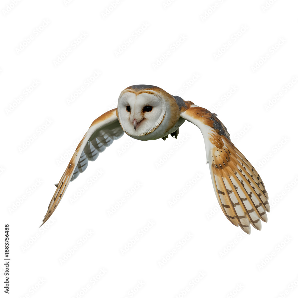 Obraz premium Barn Owl Gliding Silently Isolated