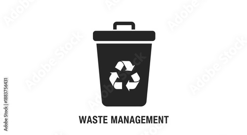 Minimalist Recycle Bin Icon. Black Trash Can Symbol for Waste Management, Disposal, and Green Environment Concept Vector.