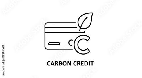 Carbon Credit Finance Icon. Eco-Friendly Investment, CO2 Offset Trading, and Sustainable Green Economy Outline Symbol.