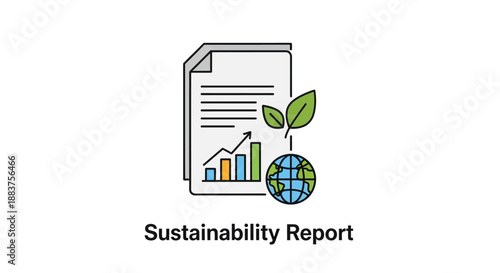 Sustainability Report Icon Vector Illustration for ESG, Environmental Compliance, and Corporate Social Responsibility Documentation